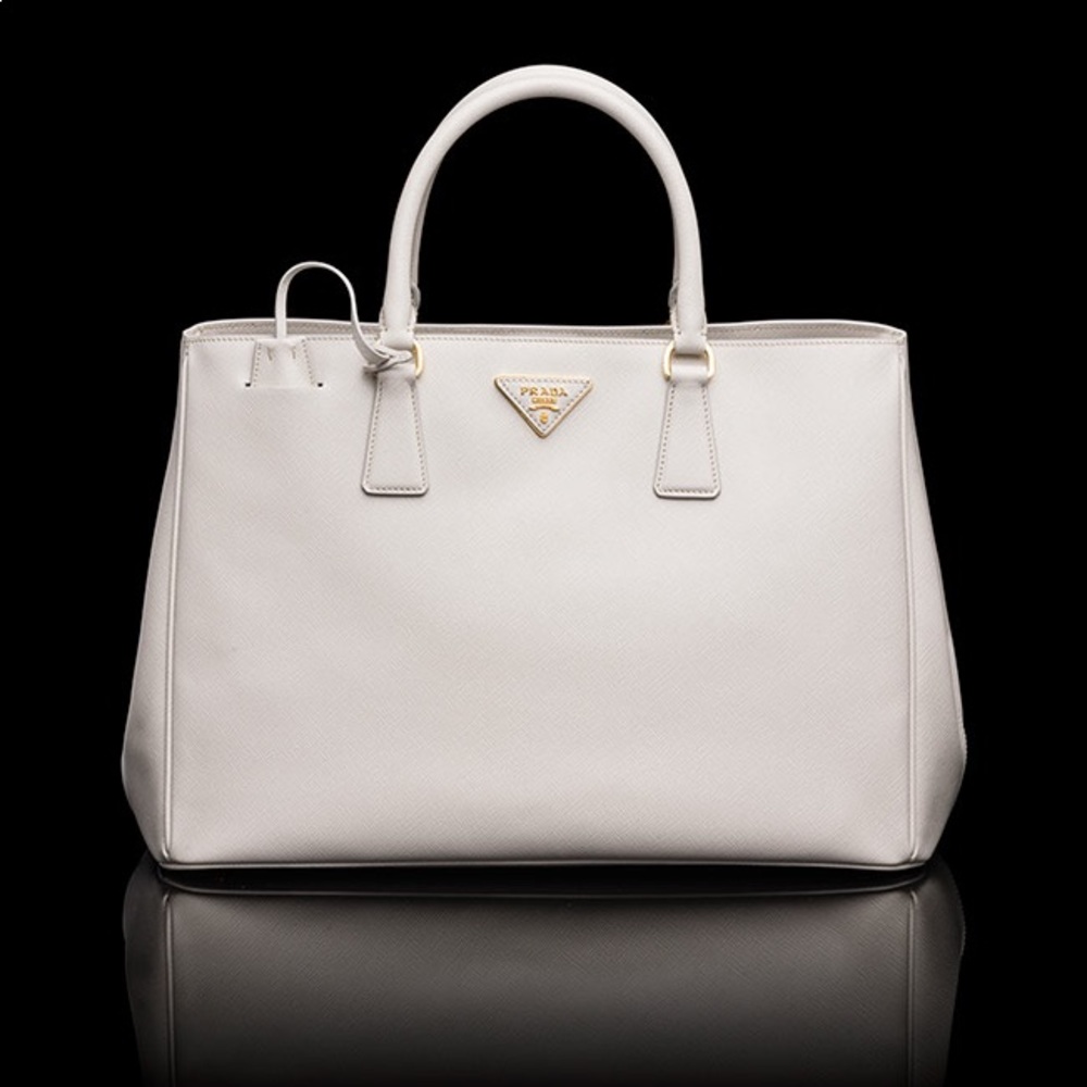 Prada Saffiano Lux Tote in chalk white